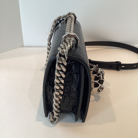 ALEXANDER MCQUEEN MINI CROC EMBOSSED JEWELLED  SATCHEL - Picture 3 of 14